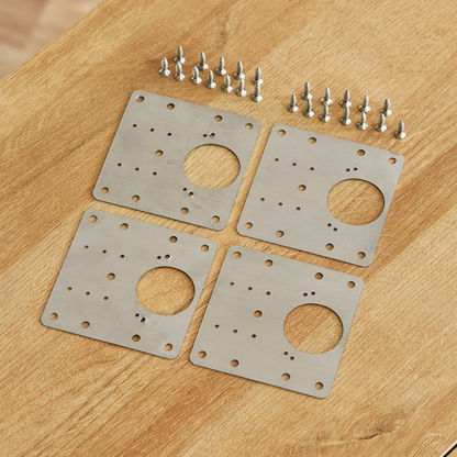 Hinge 4-Piece Fixing Plate with 24-Screw Set - 9x9 cm