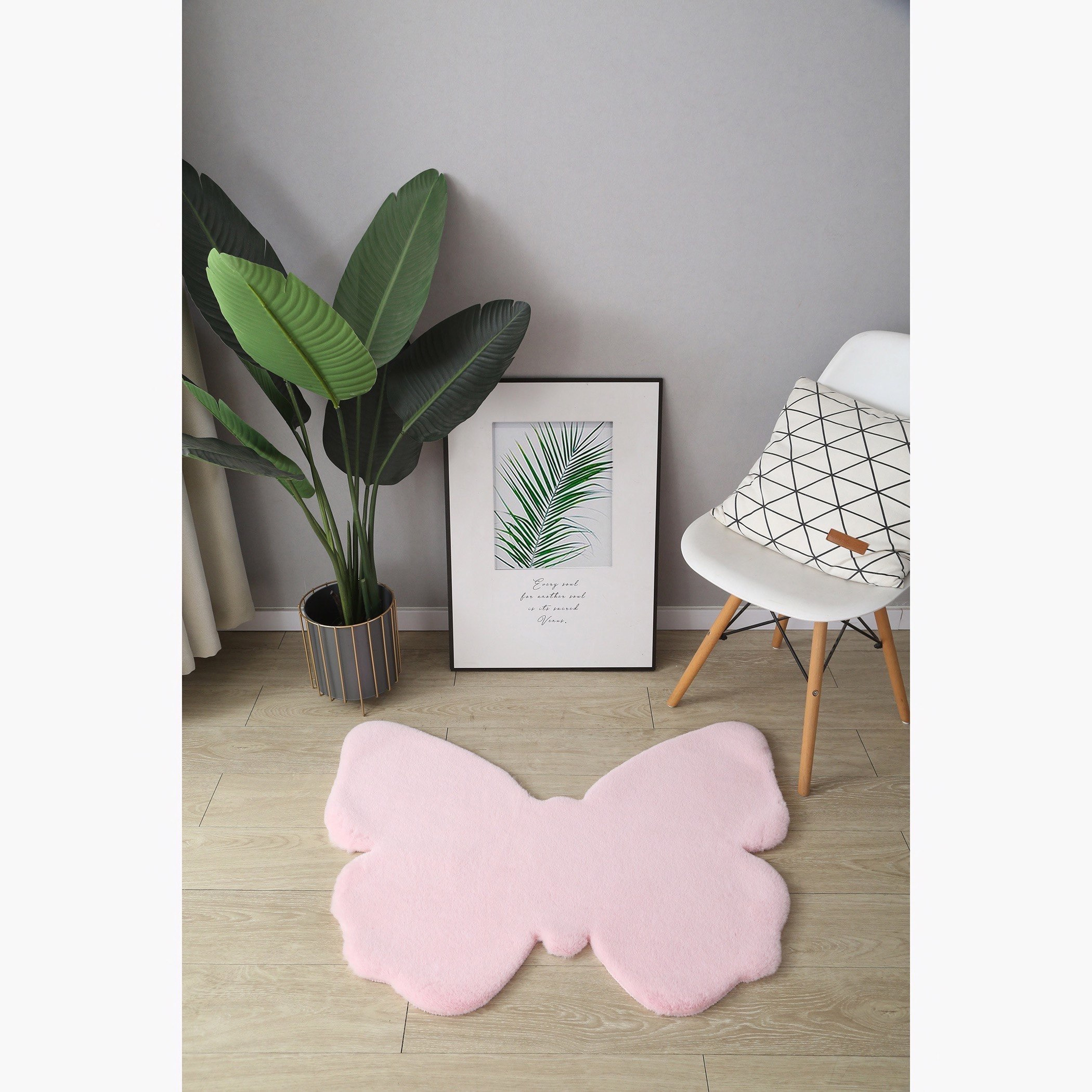 سجادة فائقة النعومة بشكل فراشة من بن - 70×90 سم-hbxhomeware-hbxkidsandyouth-image-1