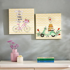 Artistry 2-Piece Travel Cities Vespa Framed Canvas Picture Set - 30x30x1.8 cms
