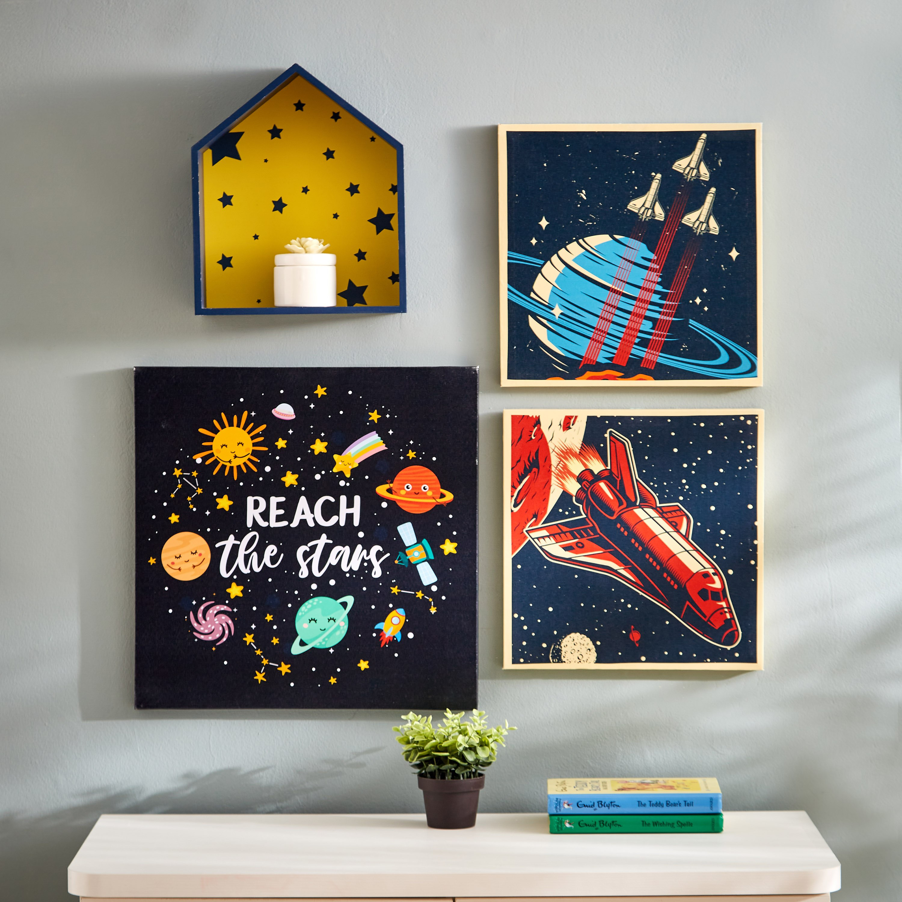 طقم زينة كانفاس قطعتين بتصميم مكوك ريترو وزحل من أرتستري - 30x30x1.8 سم-hbxhomeware-hbxkidsandyouth-image-7