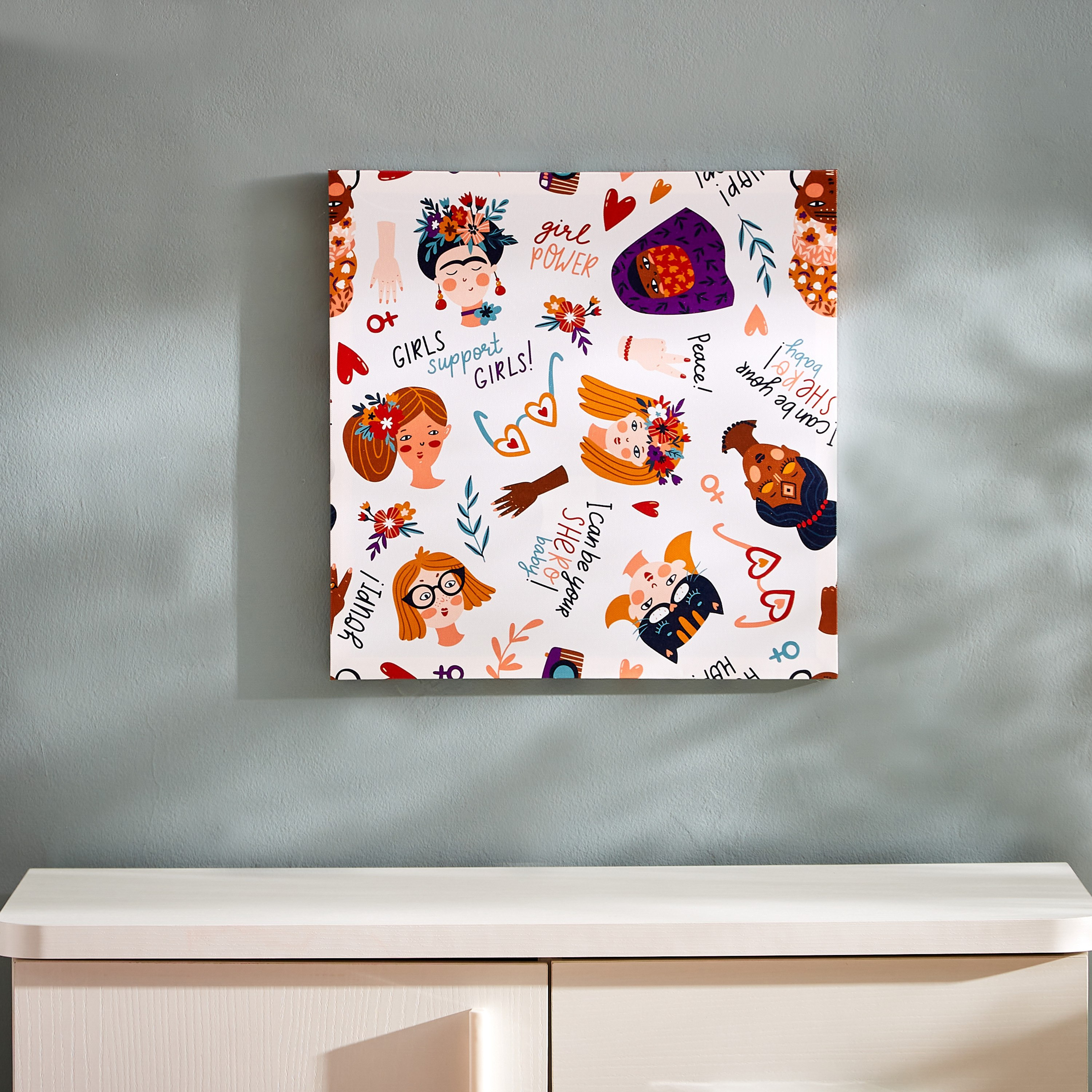 زينة كانفاس بطبعات جيرل باور فريدا من آرتيستري - 40x40x1.8 سم-hbxhomeware-hbxkidsandyouth-image-2