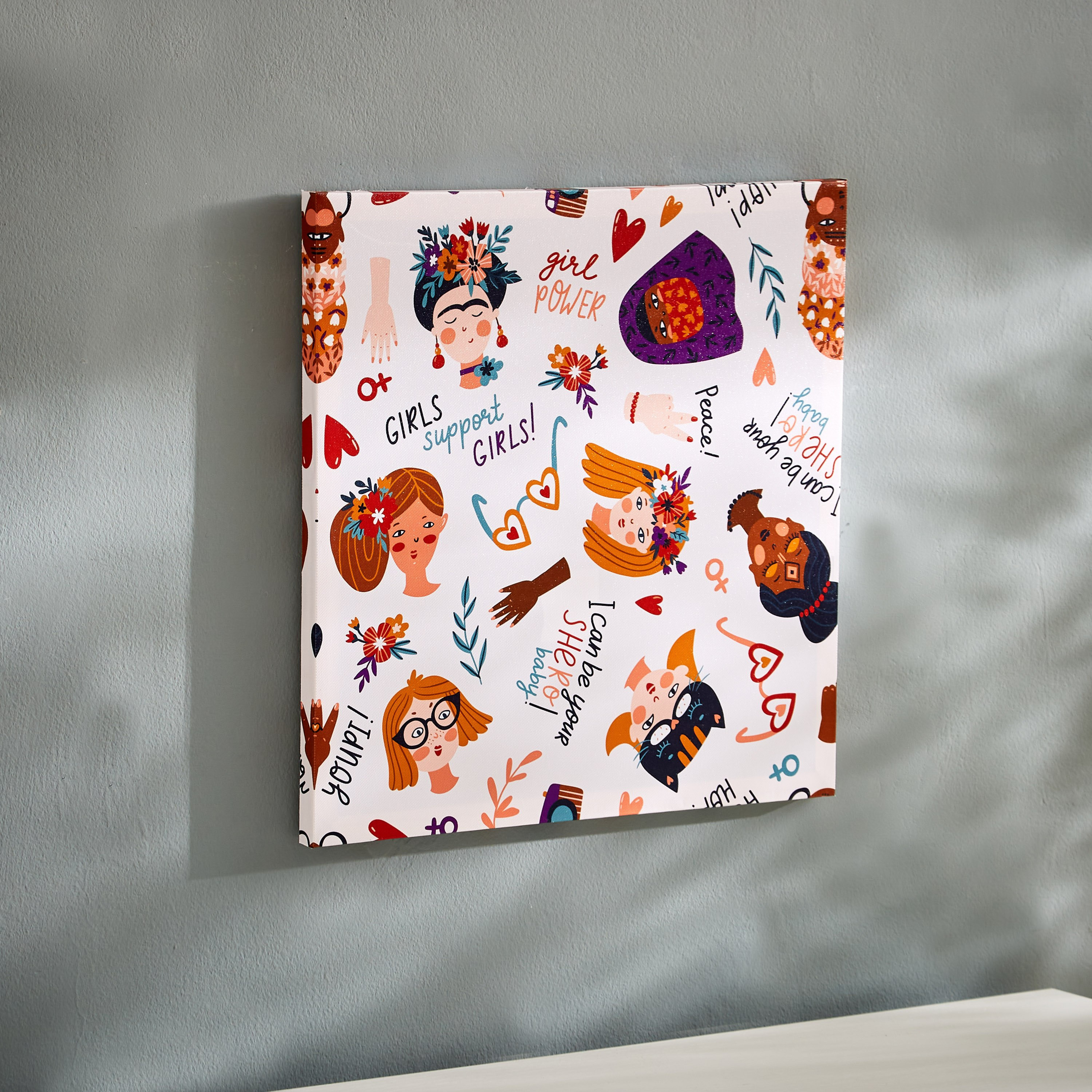 زينة كانفاس بطبعات جيرل باور فريدا من آرتيستري - 40x40x1.8 سم-hbxhomeware-hbxkidsandyouth-image-3