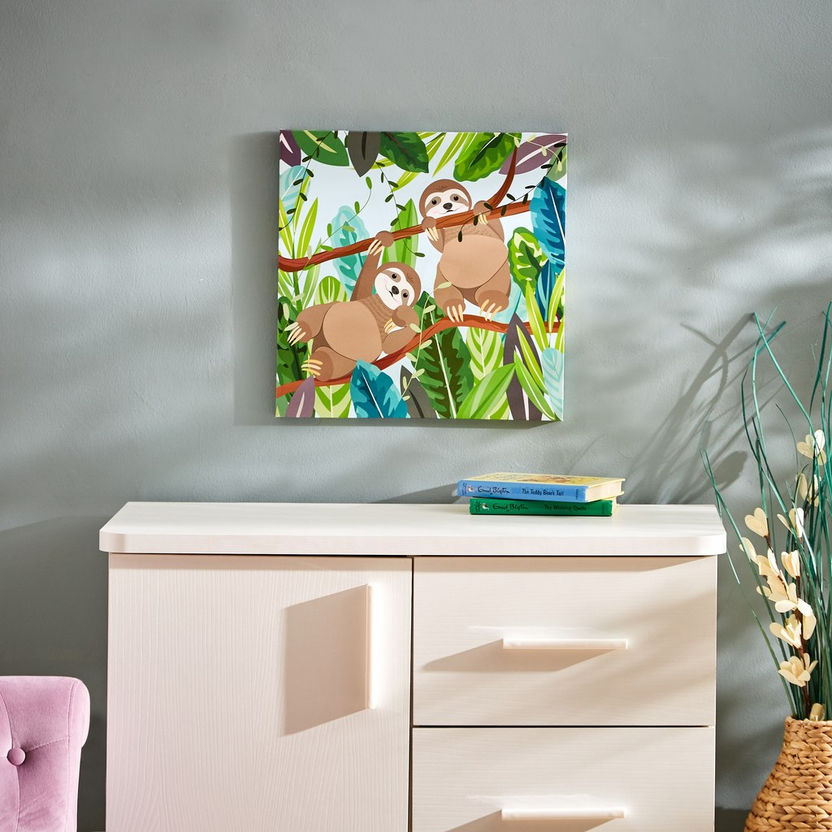 Artistry Sloths on Branch Canvas - 40x40x1.8 cm-Framed Pictures-image-0