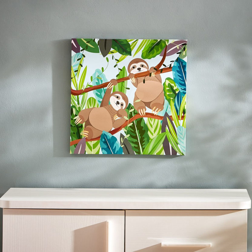 Artistry Sloths on Branch Canvas - 40x40x1.8 cm-Framed Pictures-image-1