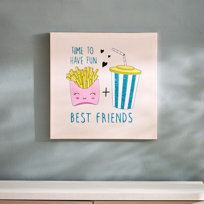 Artistry Fries and Drink Best Friends Canvas with Glitter Detail - 40x40x1.8 cm