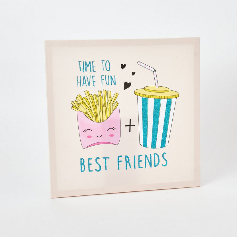 Artistry Fries and Drink Best Friends Canvas with Glitter Detail - 40x40x1.8 cm-Kids Accessories-image-6