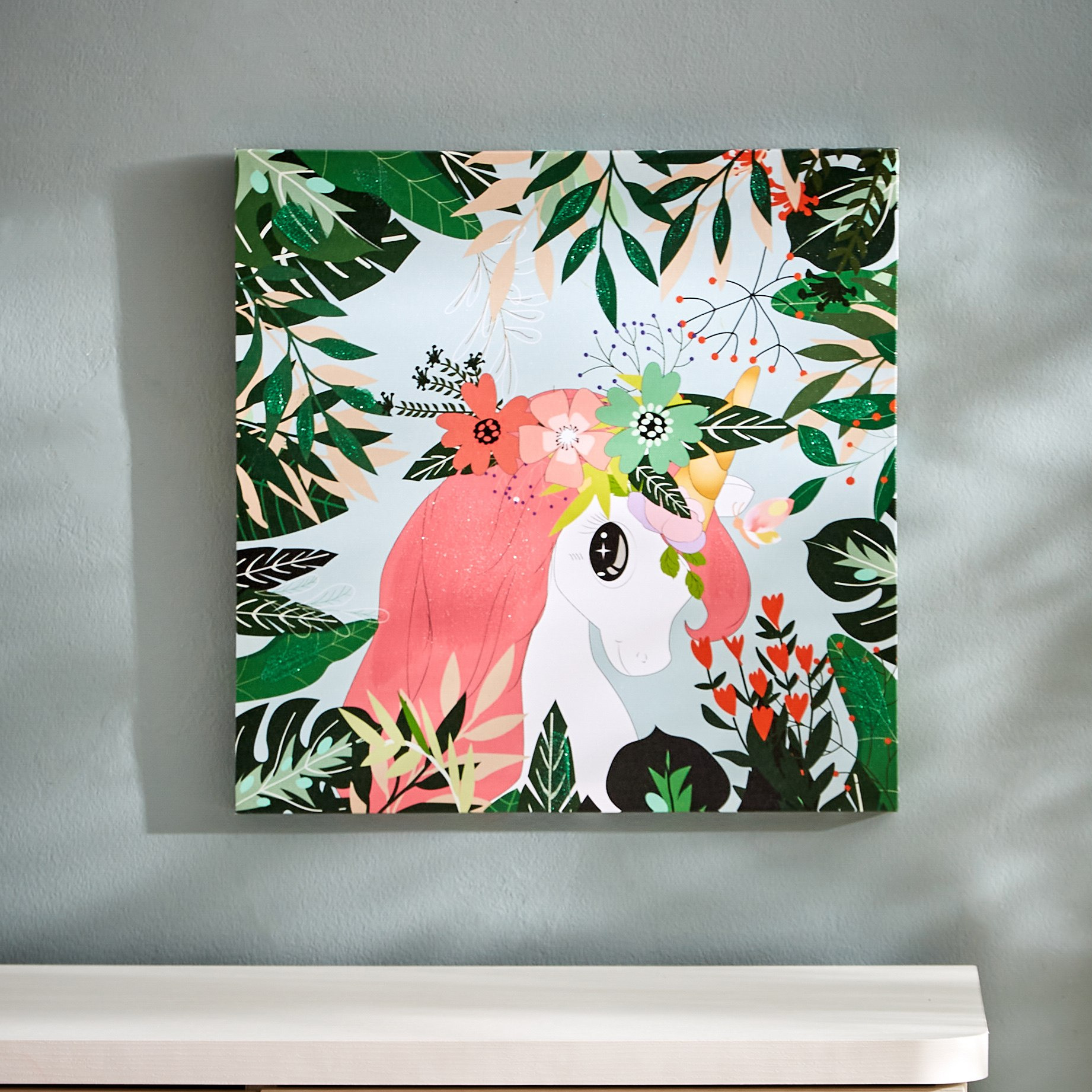 زينة حائط كانفاس يونيكورن أوف ذا فورست بتفاصيل جليتر من آرتستري - 40x40x1.8 سم-hbxhomeware-hbxkidsandyouth-image-2