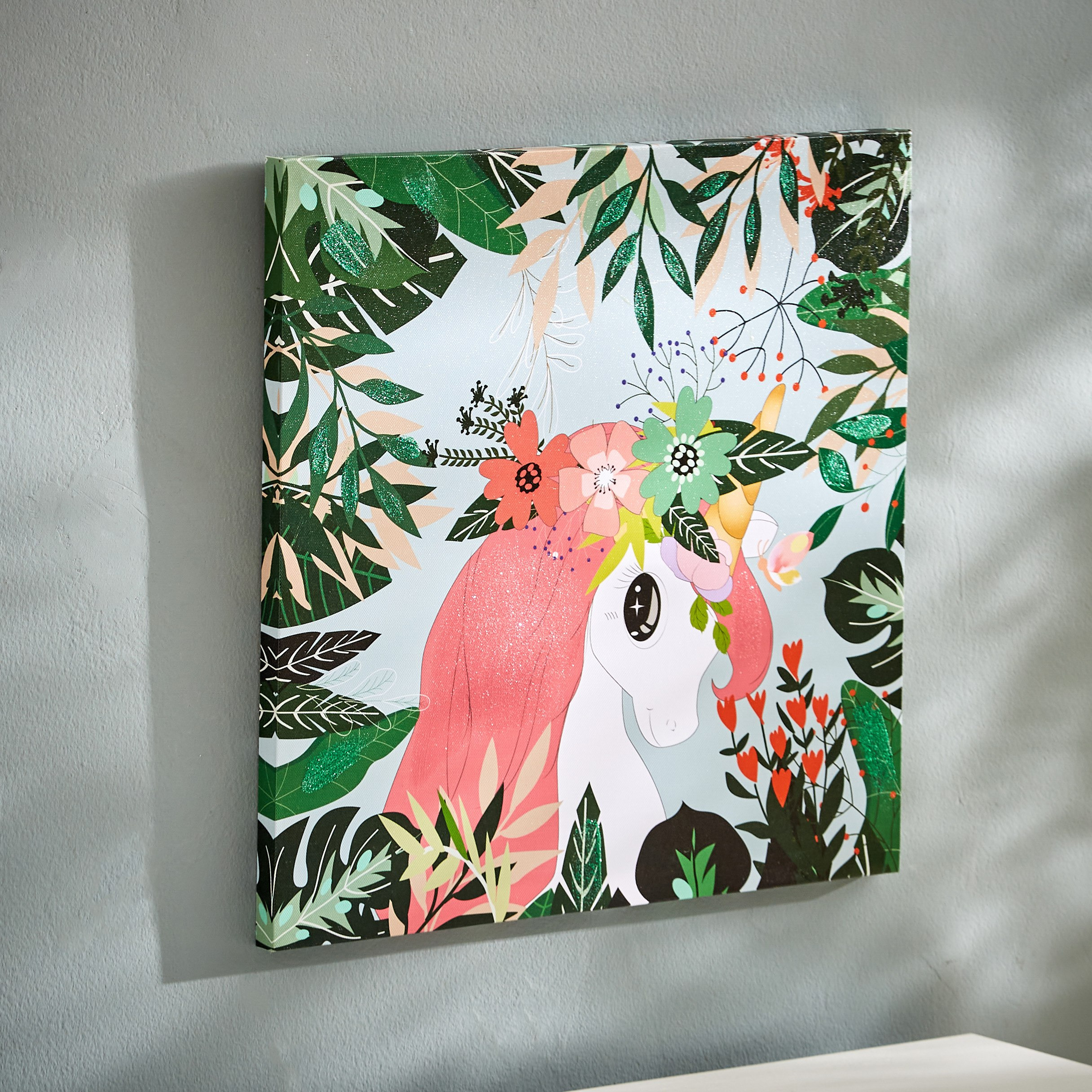 زينة حائط كانفاس يونيكورن أوف ذا فورست بتفاصيل جليتر من آرتستري - 40x40x1.8 سم-hbxhomeware-hbxkidsandyouth-image-3