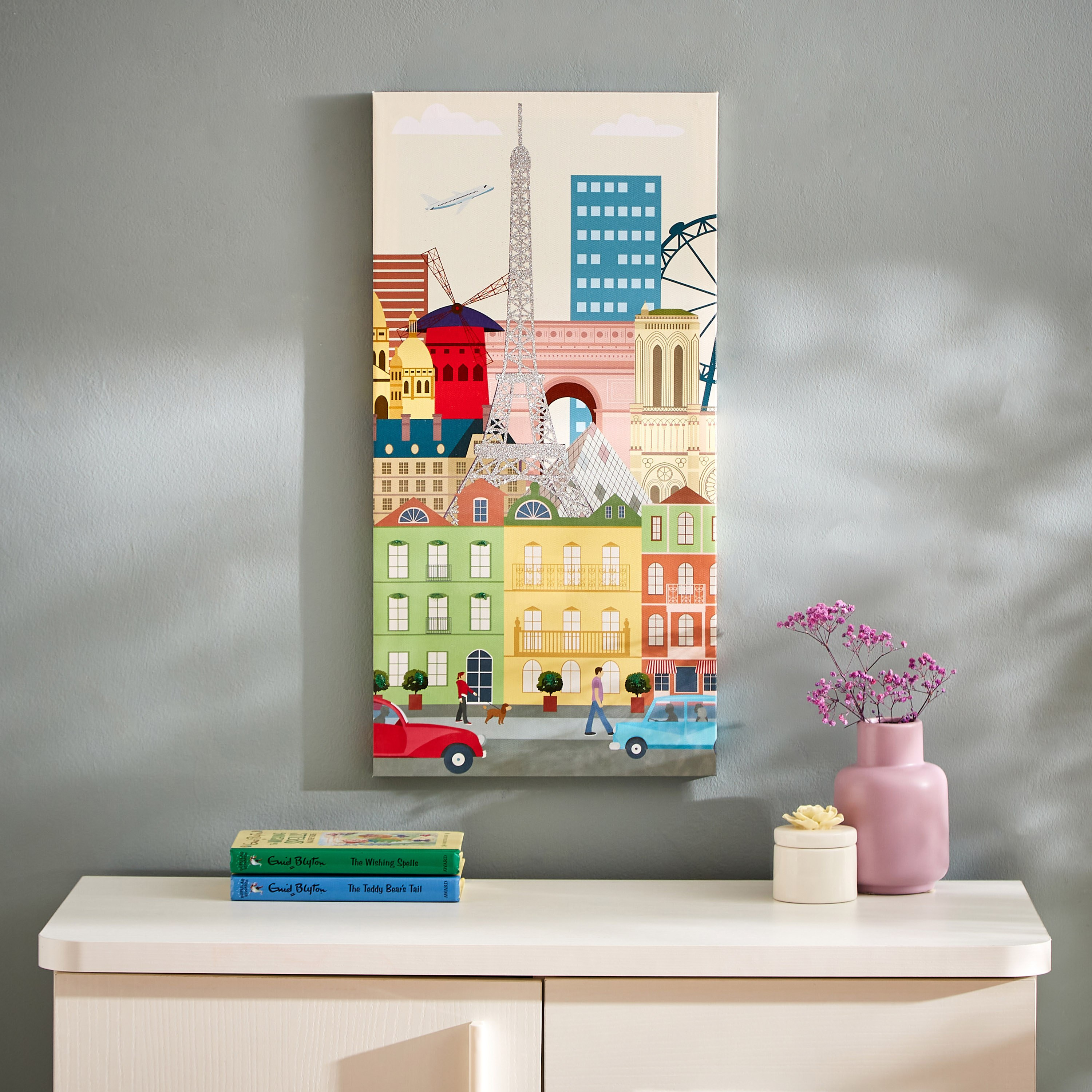 زينة حائط كانفاس لمدينة باريس بجليتر من آرتيستري - 30x60x1.8 سم-hbxhomeware-hbxkidsandyouth-image-1