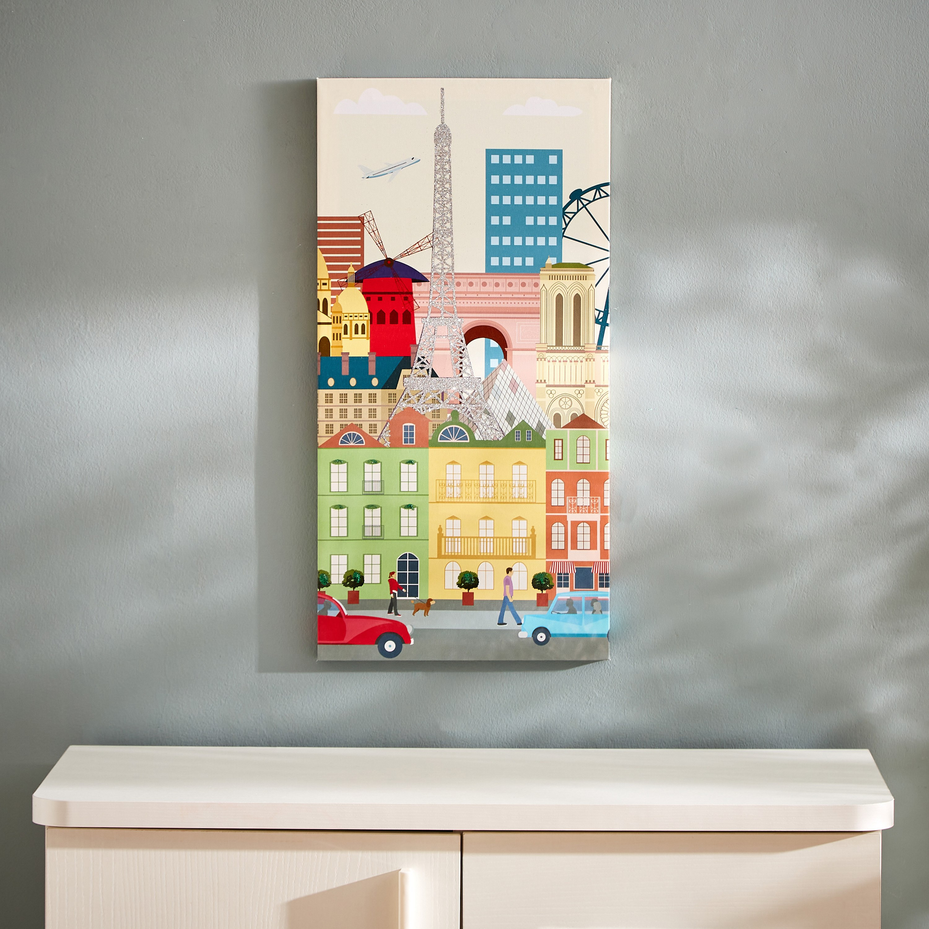 زينة حائط كانفاس لمدينة باريس بجليتر من آرتيستري - 30x60x1.8 سم-hbxhomeware-hbxkidsandyouth-image-2