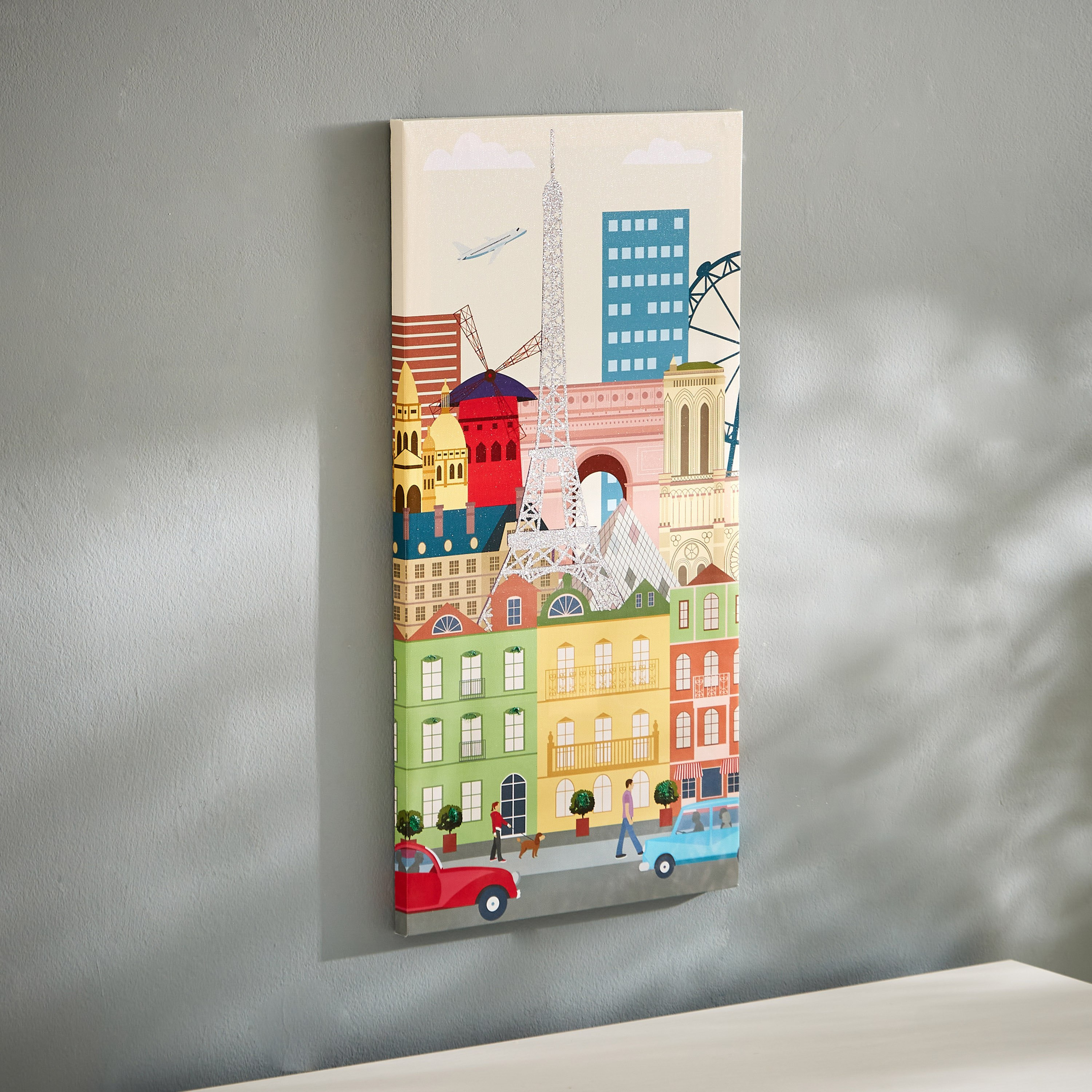 زينة حائط كانفاس لمدينة باريس بجليتر من آرتيستري - 30x60x1.8 سم-hbxhomeware-hbxkidsandyouth-image-3