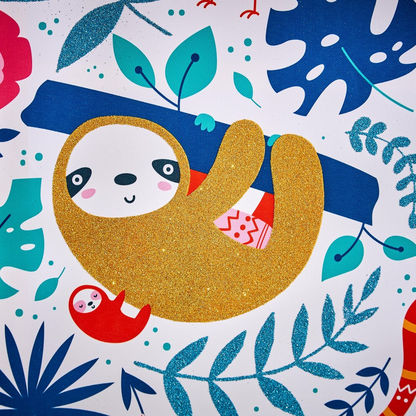 Artistry Jungle Toucan and Sloth Canvas with Glitter Detail - 30x60x1.8 cms