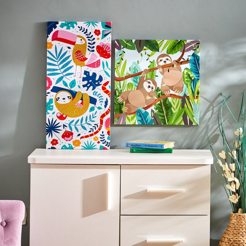 Artistry Jungle Toucan and Sloth Canvas with Glitter Detail - 30x60x1.8 cm-Framed Pictures-image-5