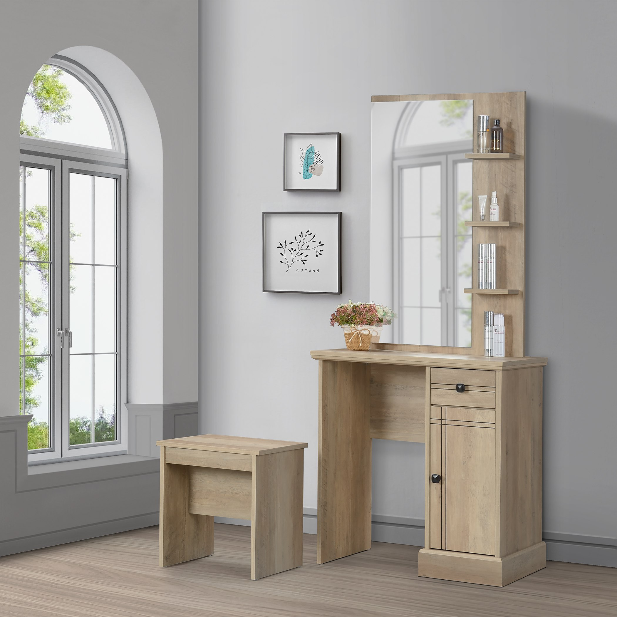طاولة تزيين بدرج وباب مع مرآة ومقعد من بلير-hbxfurniture-kidsroom-kidsdressersandmirrors-image-1