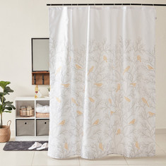 Lenox Printed Shower Curtain with 12 Hooks - 180x200 cms