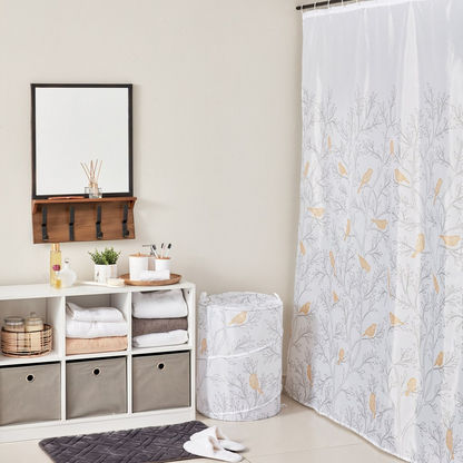 Lenox Printed Shower Curtain with 12 Hooks - 180x200 cms
