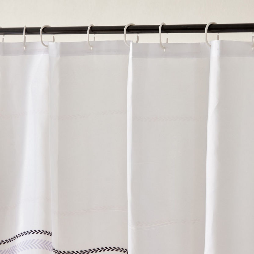Nexus Printed Shower Curtain with 12 Hooks - 180x200 cm-Shower Curtains-image-2