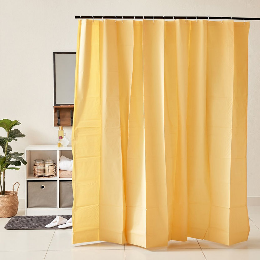 Lenox Solid Shower Curtain with 16 Hooks - 180x240 cm-Shower Curtains-image-0