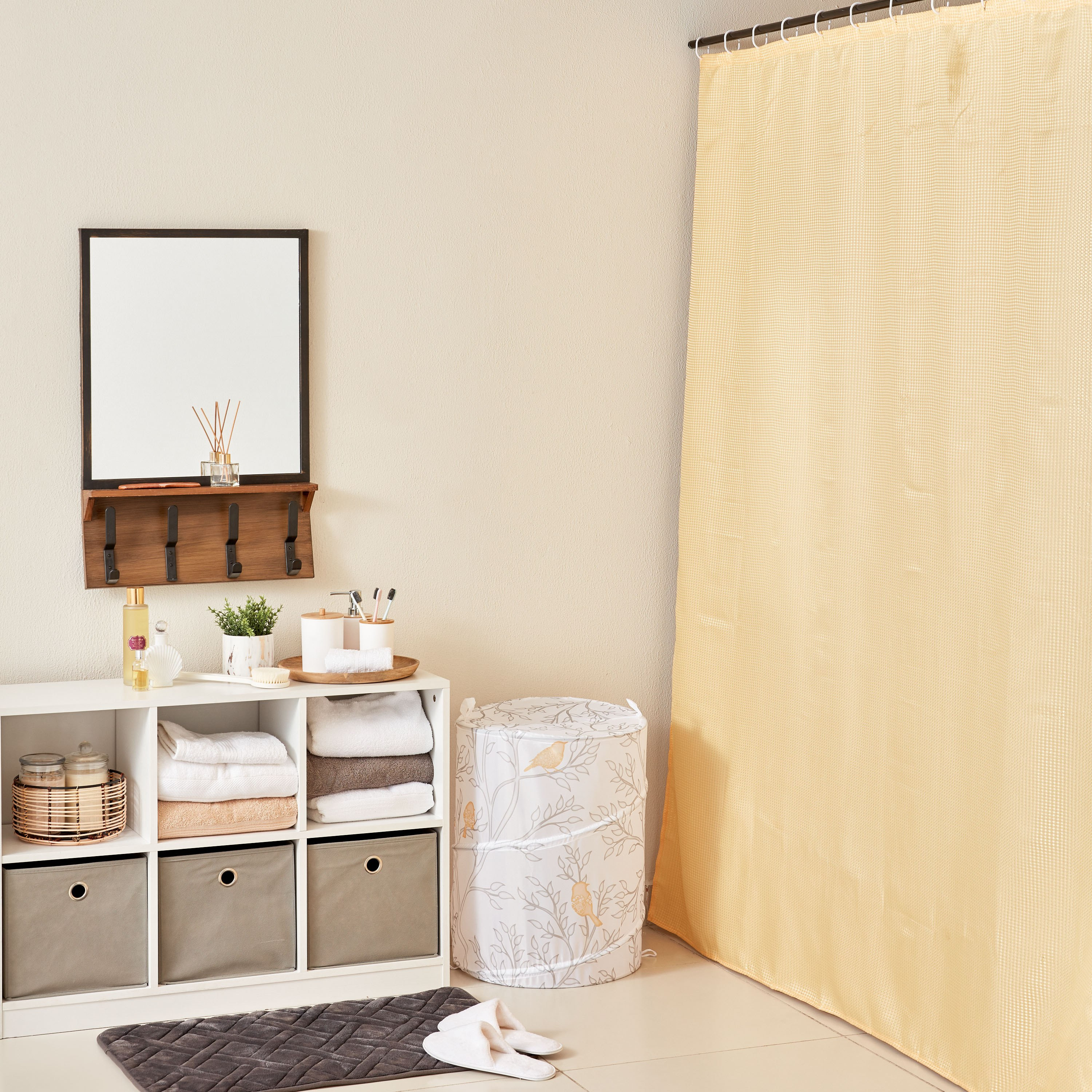 ستارة استحمام سادة جاكارد مع 12 خطاف من لينوكس - 180x200 سم-hbxhomeware-hbxbathroom-image-4