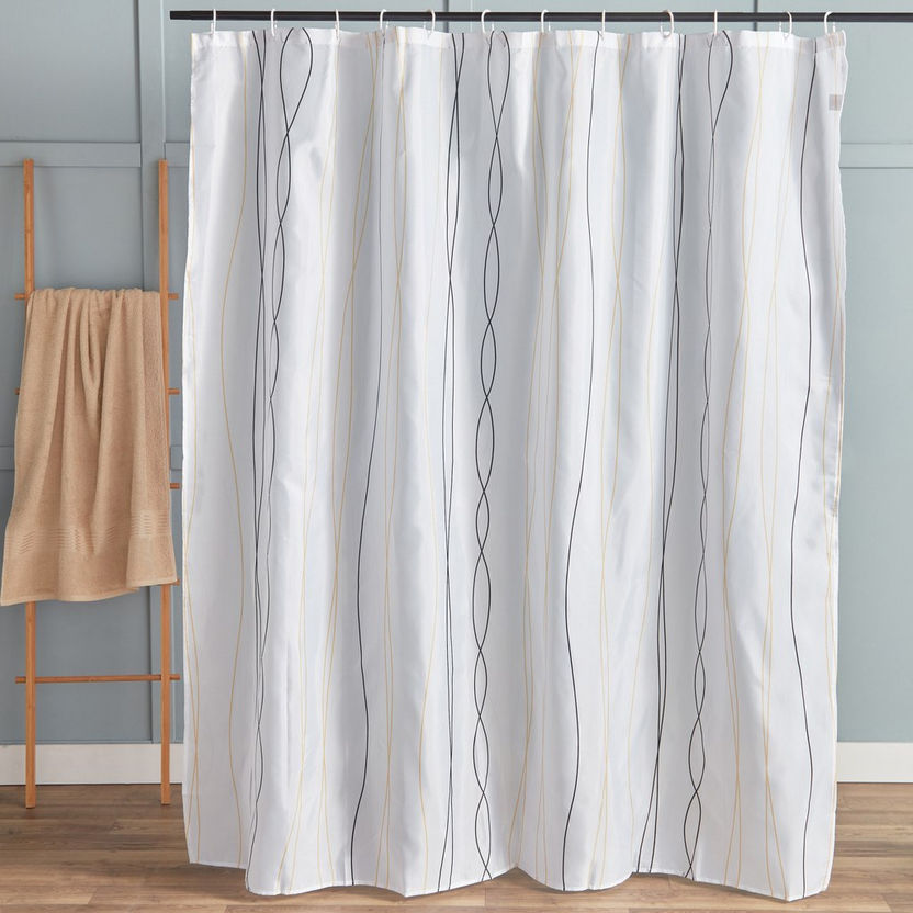 Lenox Polyester Shower Curtain with 12 Hooks - 180x180 cm-Shower Curtains-image-0