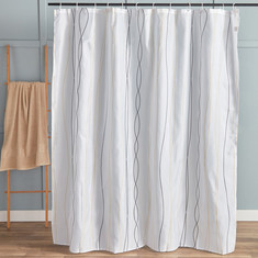 Lenox Polyester Shower Curtain with 12 Hooks - 180x180 cm