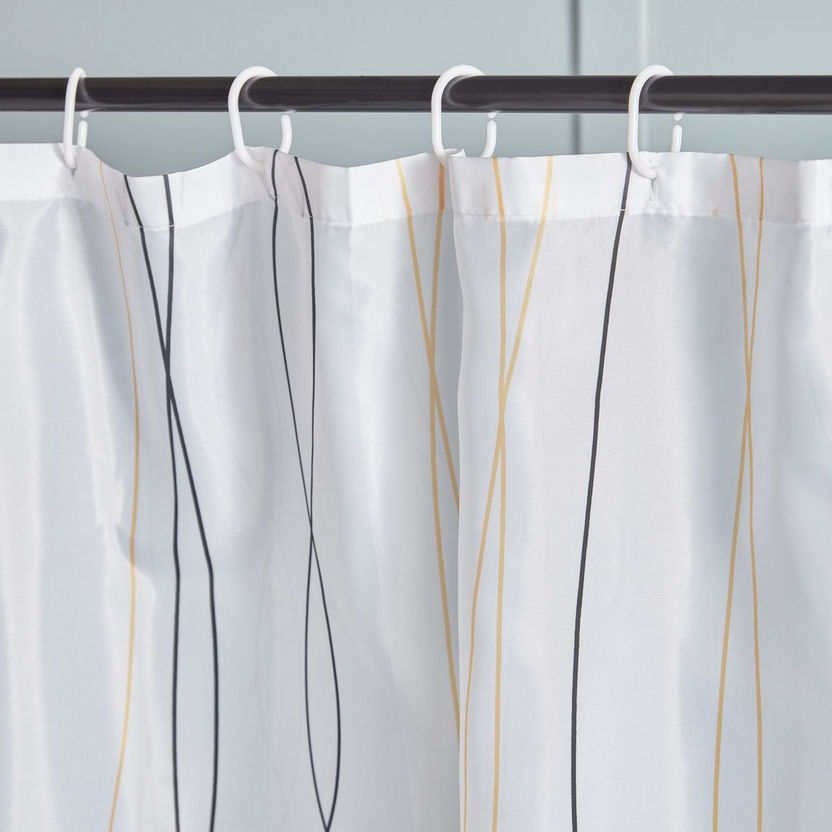 Lenox Polyester Shower Curtain with 12 Hooks - 180x180 cm-Shower Curtains-image-1