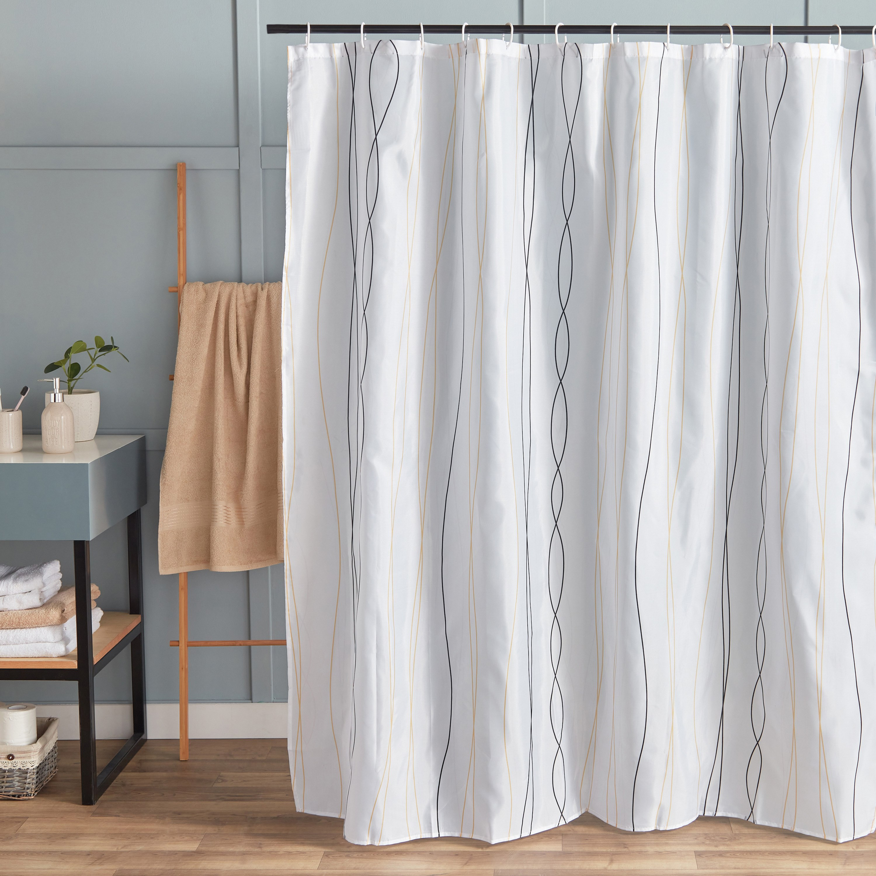 ستارة استحمام بوليستر مع 12 خطاف من لينوكس - 180x180 سم-hbxhomeware-hbxbathroom-image-4
