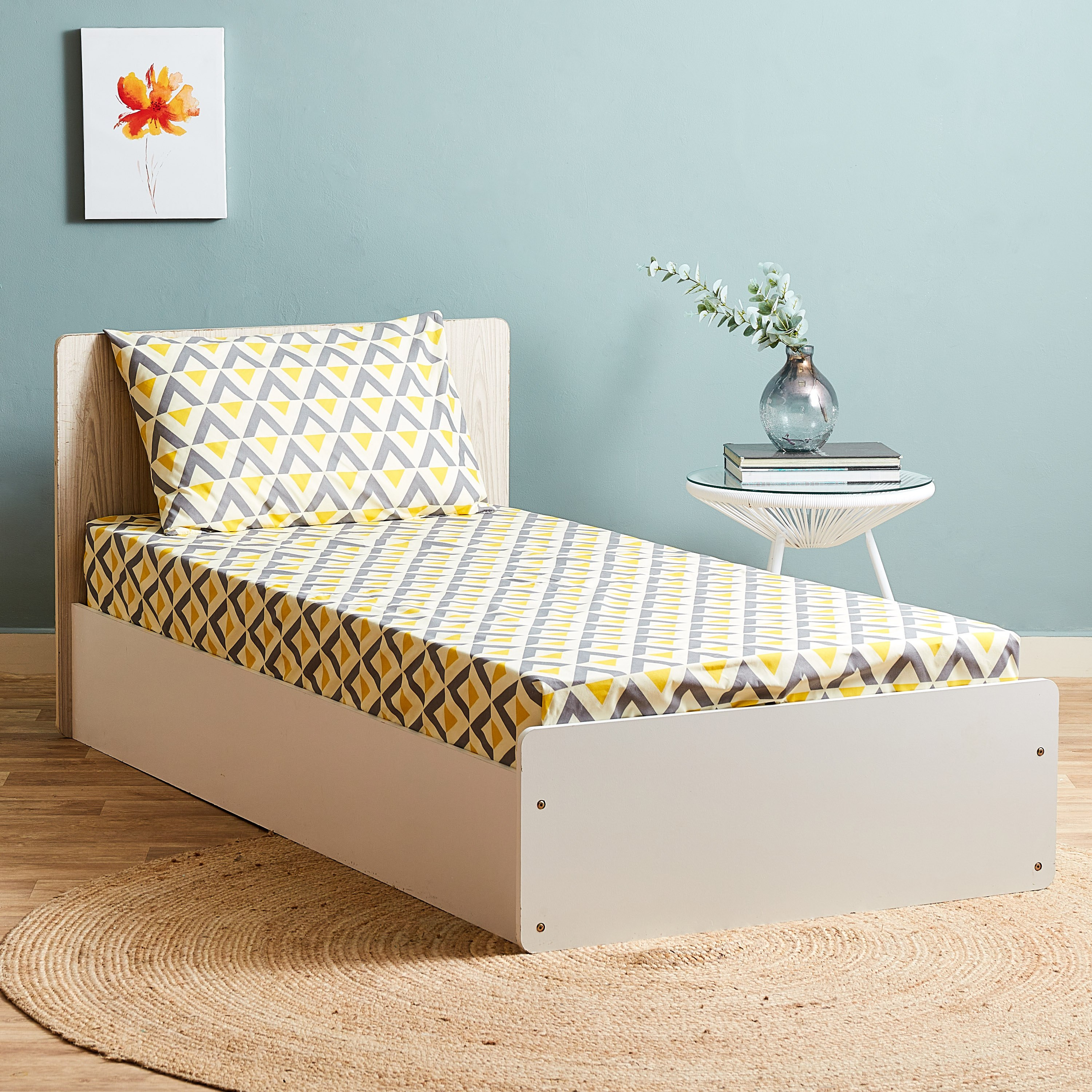 طقم شرشف سرير مسّطح فردي من أونتاريو أزتيك - 140×240 سم-hbxhomeware-bedding-flatsheets-image-1