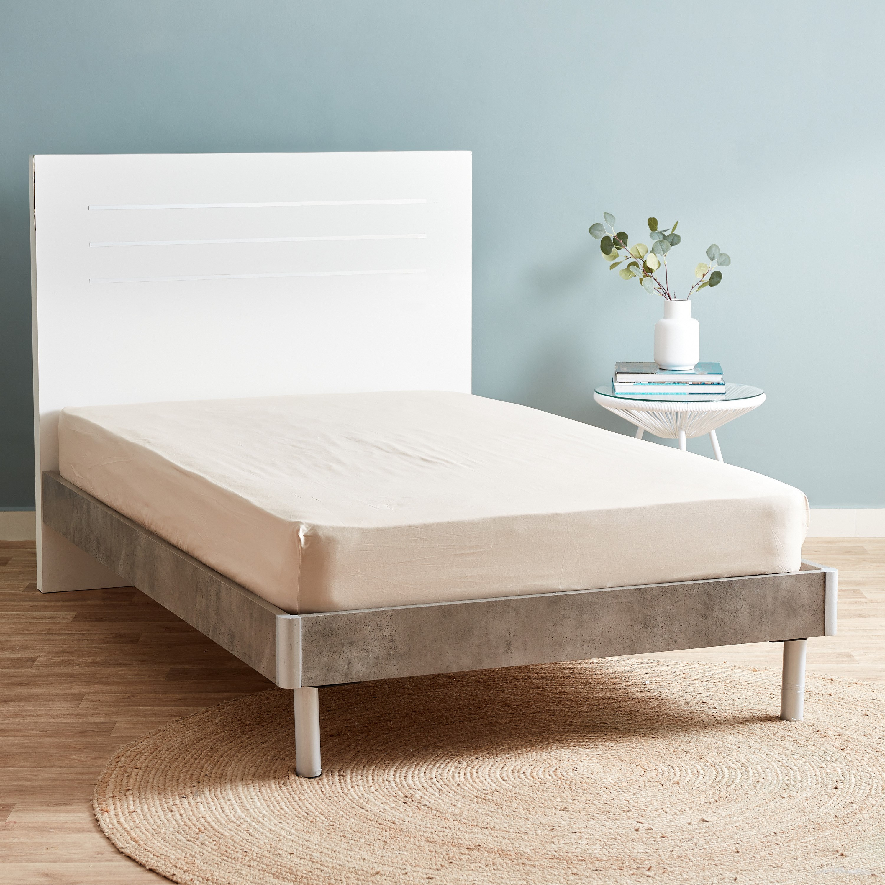 شرشف مطاطي مزدوج معالج من إيكو ريتش - 120x200+33 سم-hbxhomeware-hbxbedroom-image-1