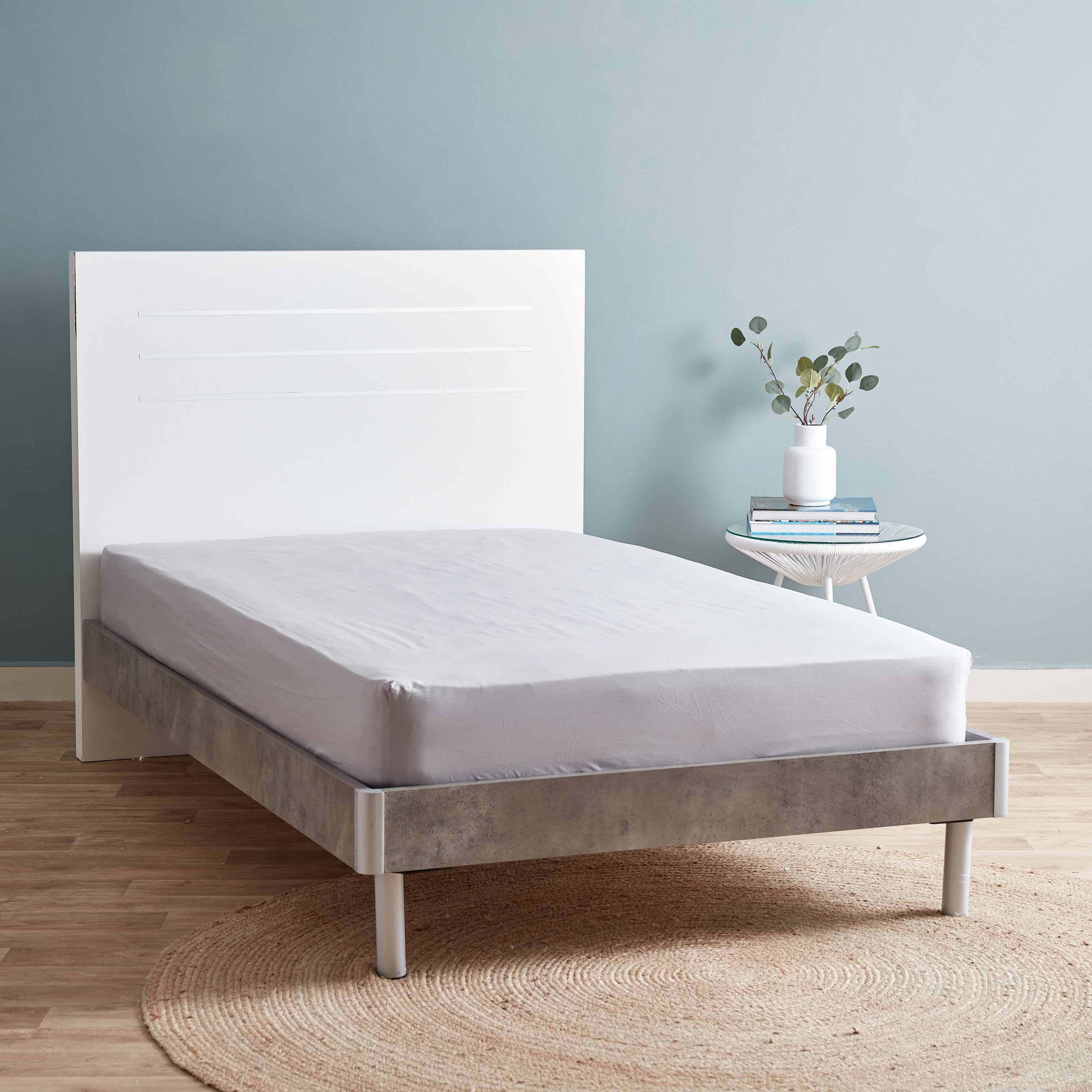 شرشف مطاطي مزدوج معالج من إيكو ريتش - 120x200+33 سم-hbxhomeware-bedding-fittedsheets-image-1