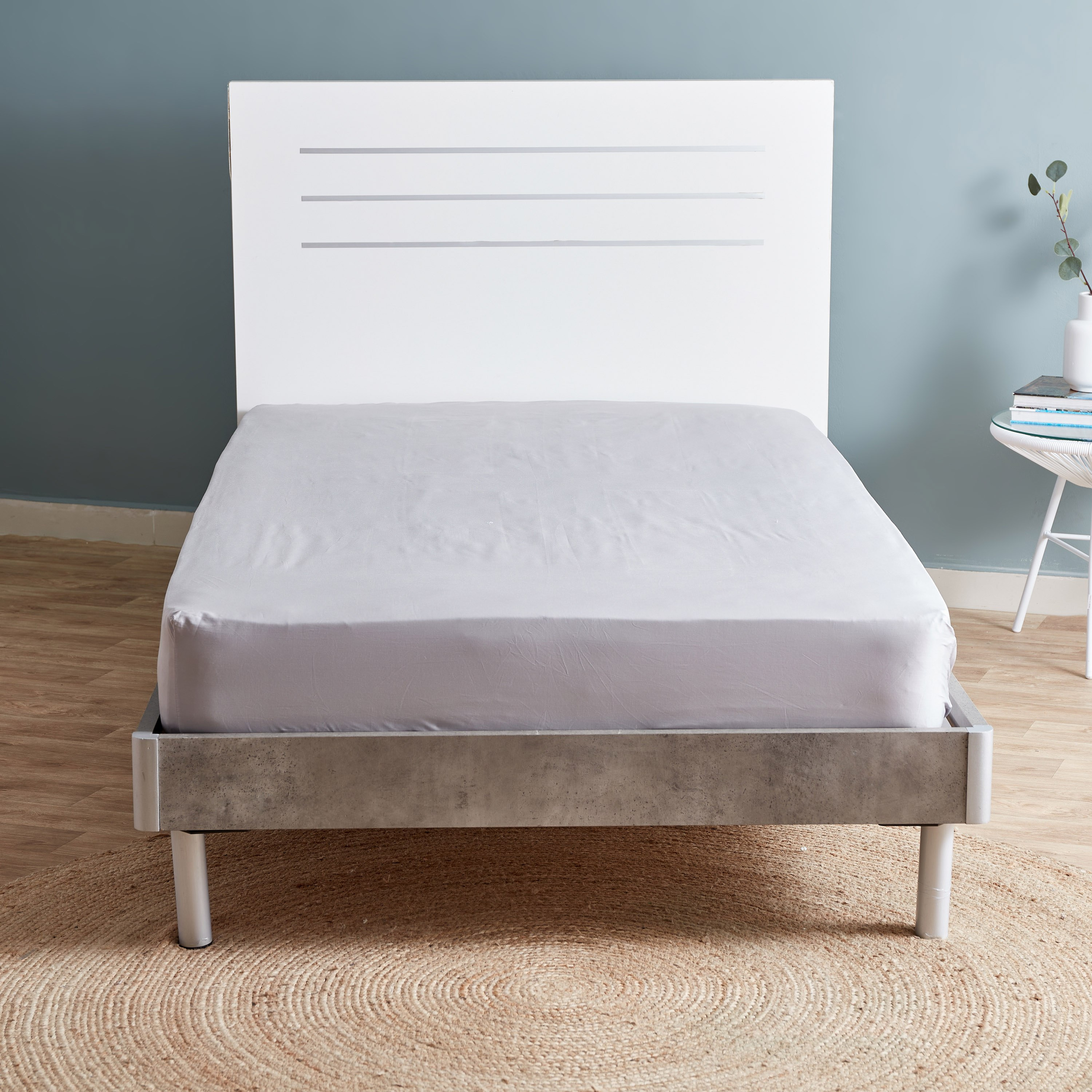 شرشف مطاطي مزدوج معالج من إيكو ريتش - 120x200+33 سم-hbxhomeware-bedding-fittedsheets-image-2