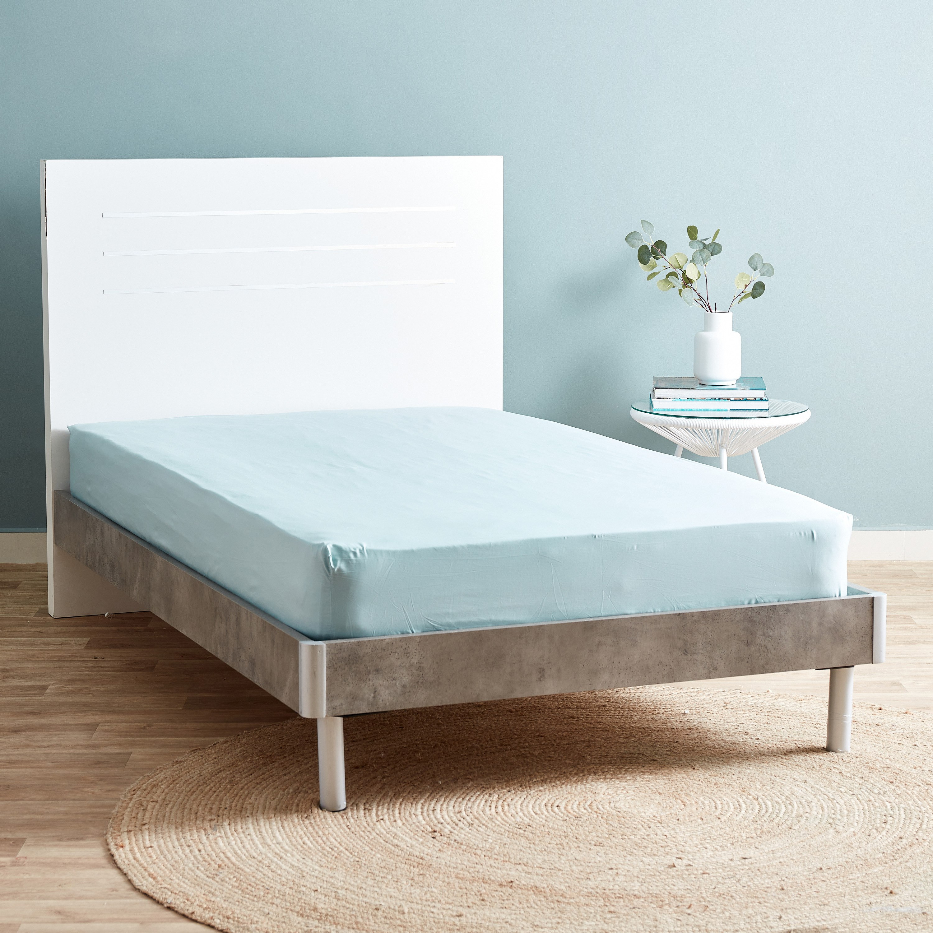شرشف مطاطي مزدوج معالج من إيكو ريتش - 120x200+33 سم-hbxhomeware-hbxbedroom-image-1