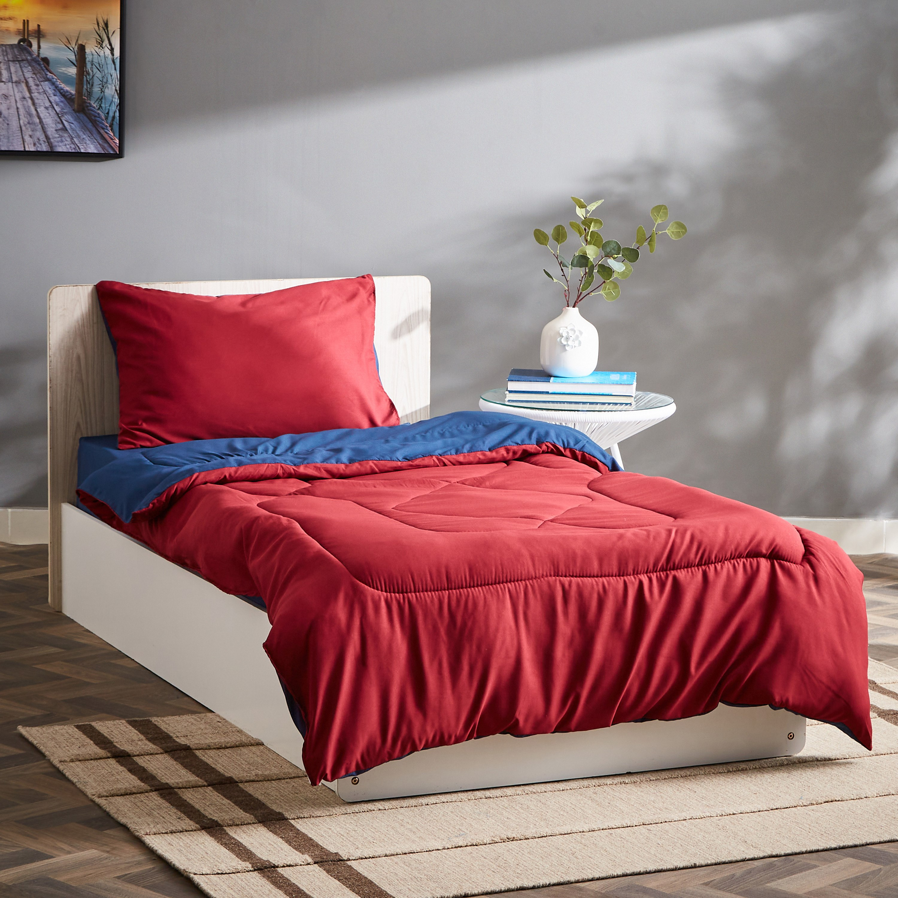 طقم لحاف فردي من الألياف الدقيقة يستخدم على الوجهين قطعتين من ديربي - 135x220 سم-hbxkidsandyouth-beddingandfurnishings-comfortersets-image-1