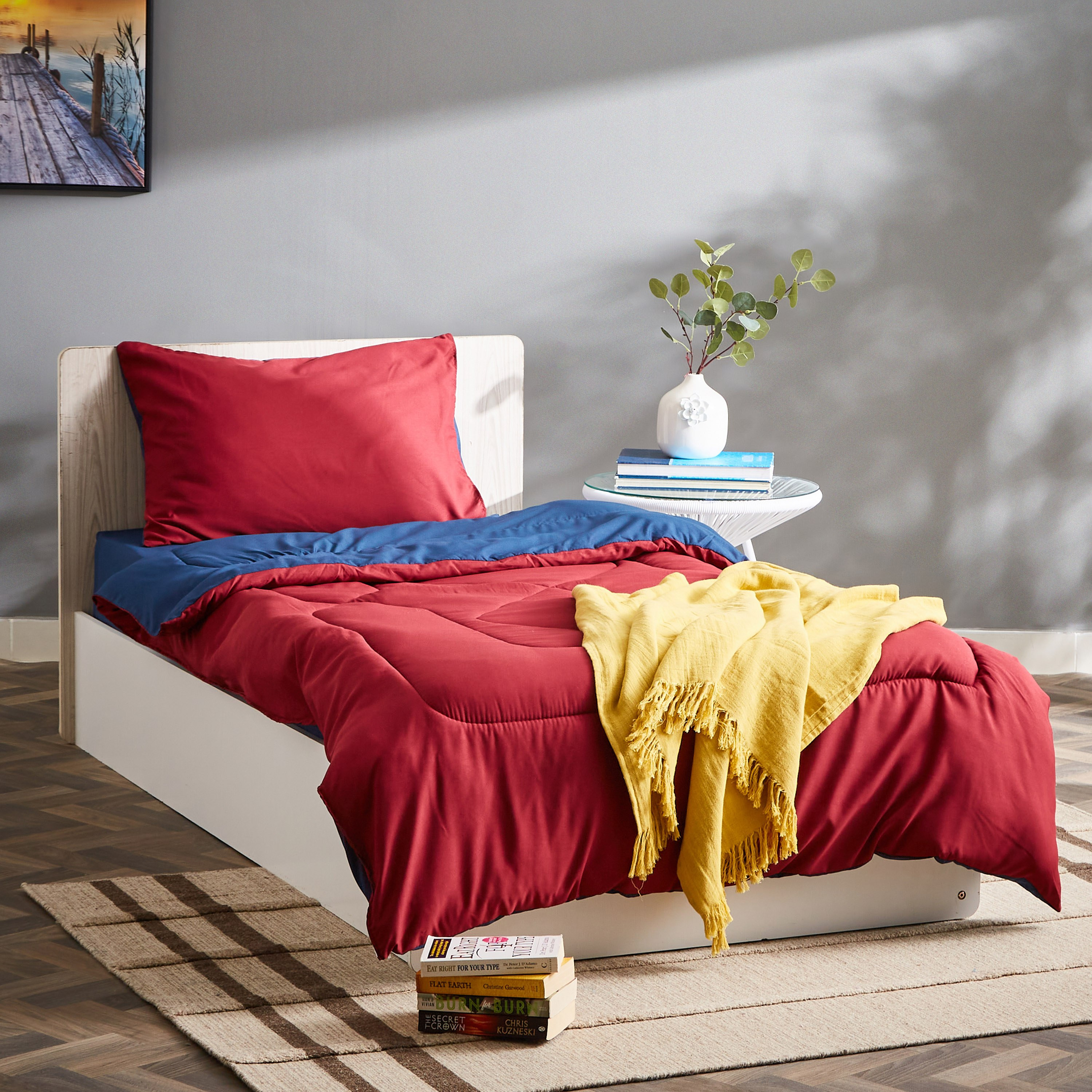 طقم لحاف فردي من الألياف الدقيقة يستخدم على الوجهين قطعتين من ديربي - 135x220 سم-hbxkidsandyouth-beddingandfurnishings-comfortersets-image-6