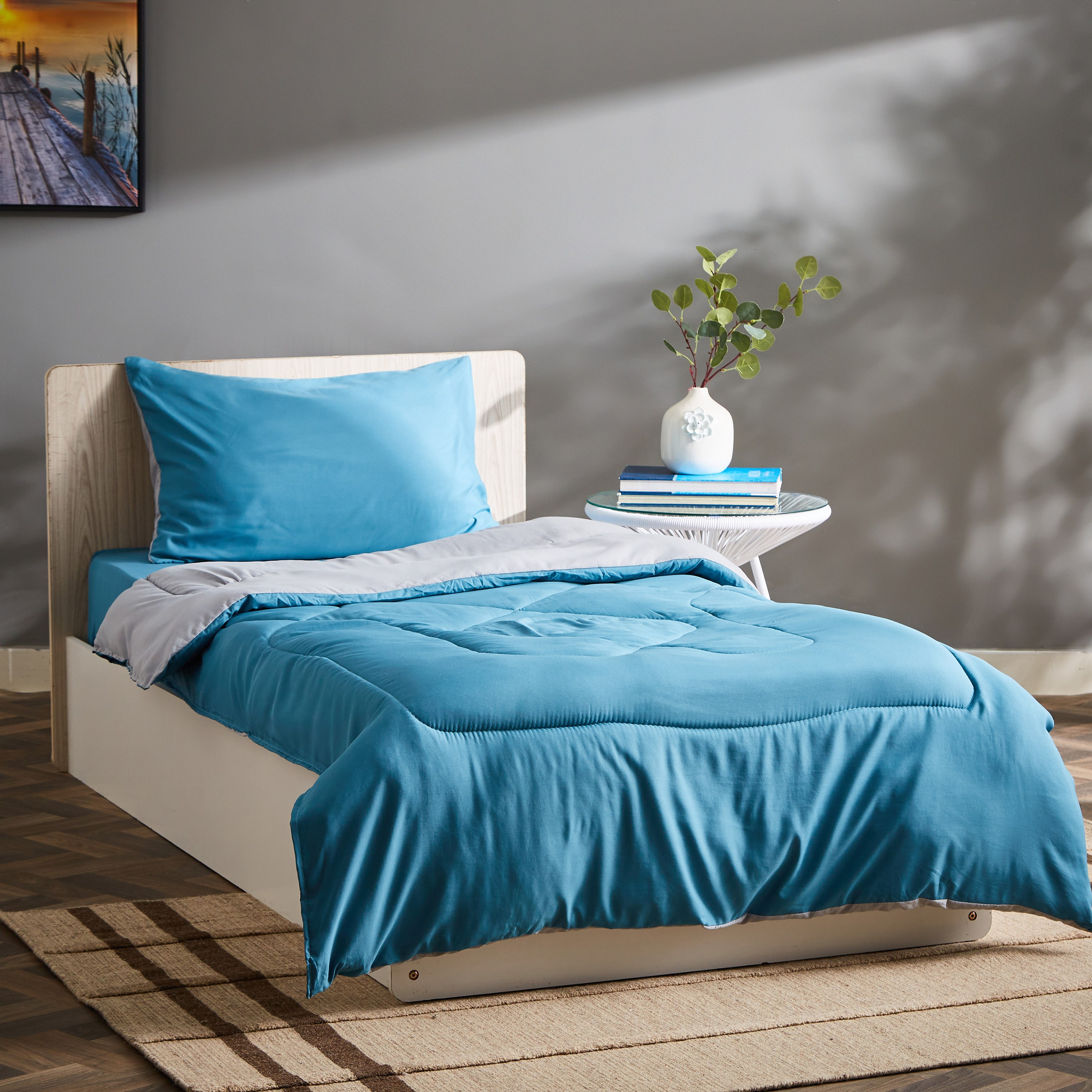 طقم لحاف فردي من الألياف الدقيقة يستخدم على الوجهين قطعتين من ديربي - 135x220 سم-hbxkidsandyouth-beddingandfurnishings-comfortersets-image-1