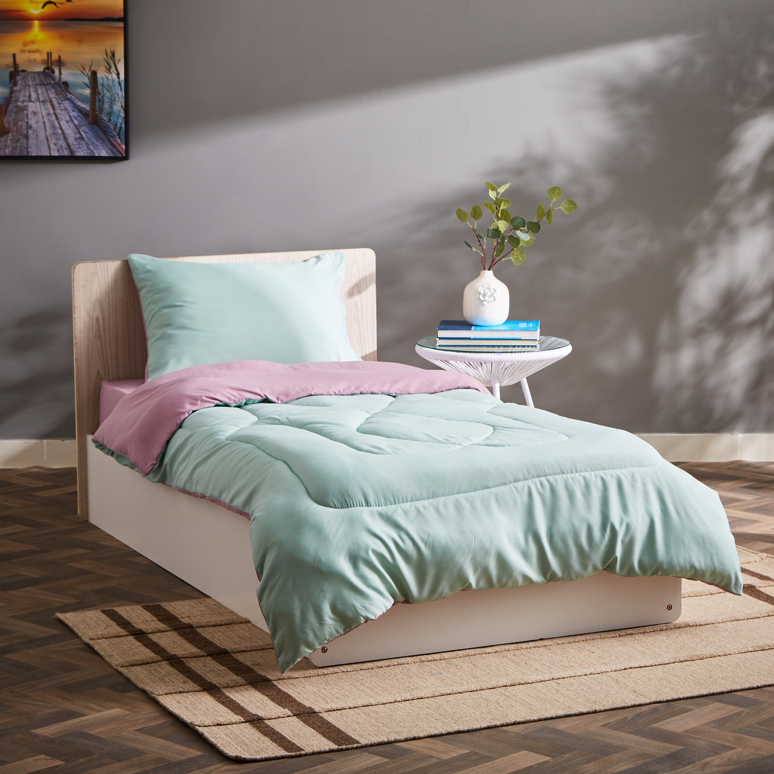 طقم لحاف فردي من الألياف الدقيقة يستخدم على الوجهين قطعتين من ديربي - 135x220 سم-hbxkidsandyouth-beddingandfurnishings-comfortersets-image-2