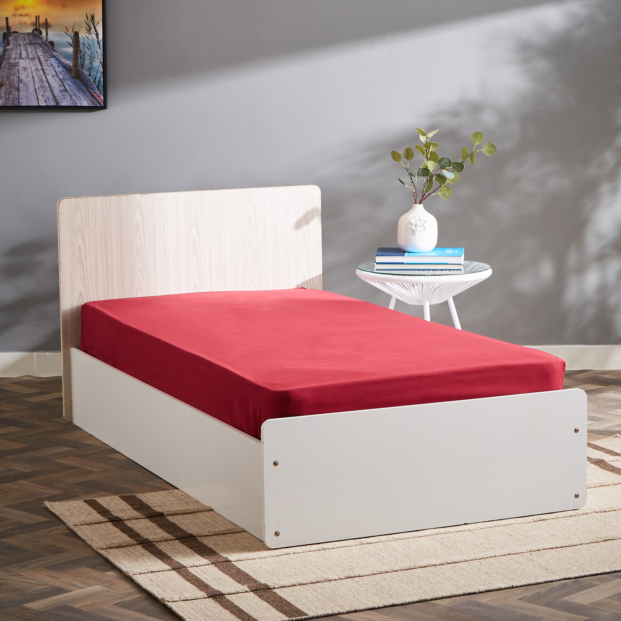 Derby Solid Microfibre Single Fitted Sheet - 90x190+20 cm-hbxhomeware-bedding-fittedsheets-image-1
