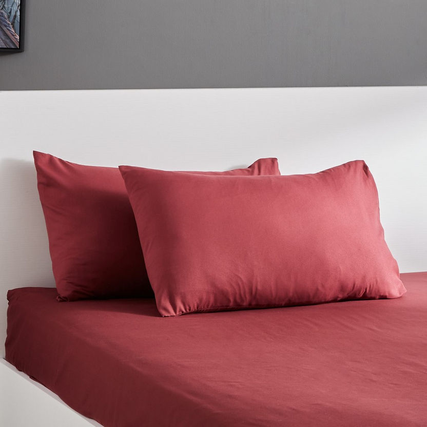Derby 2-Piece Reversible Solid Microfibre Pillowcase Set - 45x70 cm-Sheets and Pillow Covers-image-0