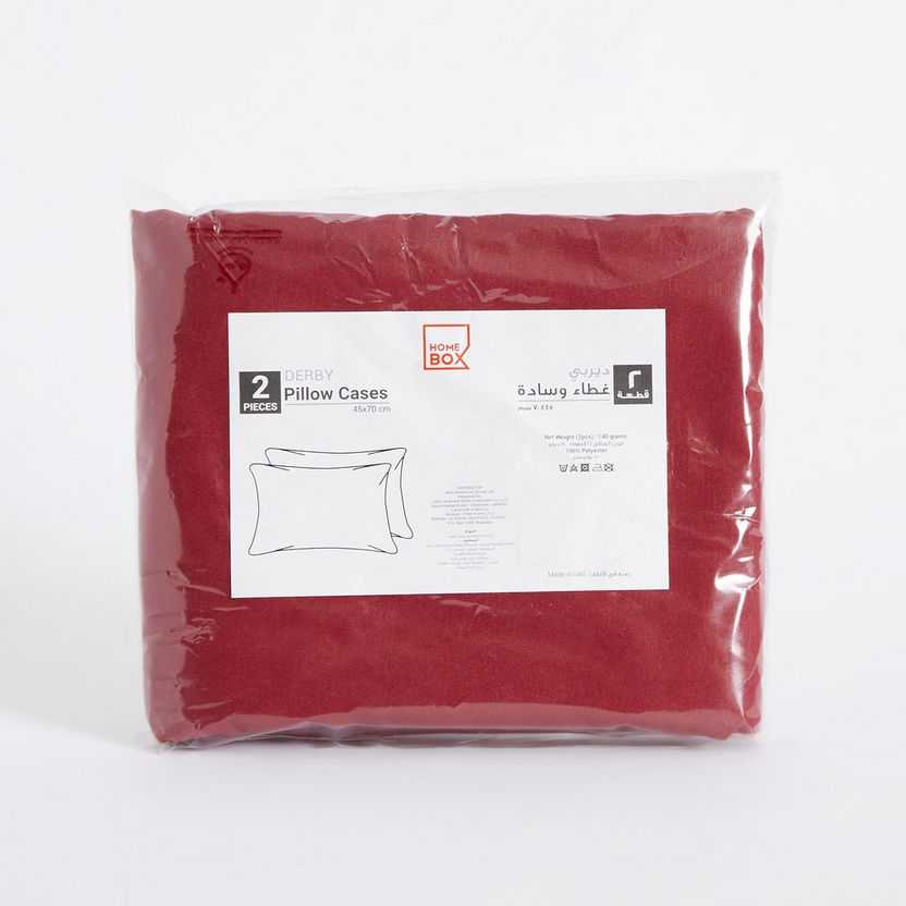 Derby 2-Piece Reversible Solid Microfibre Pillowcase Set - 45x70 cm-Sheets and Pillow Covers-image-5