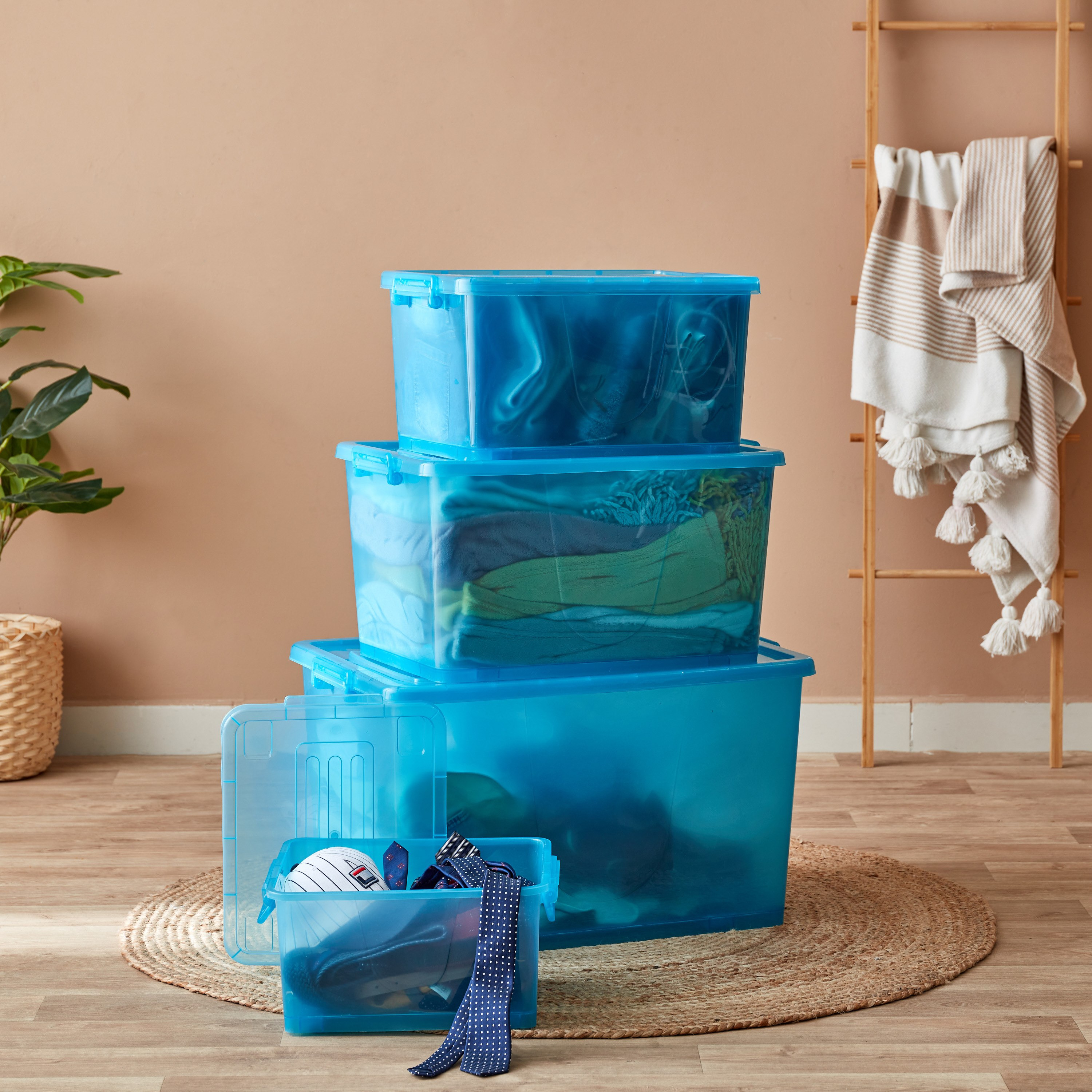 Rolling 32 L Storage Box with Wheels and Lid - 47x34x25 cm-hbxbedroom-bedroomaccessories-bedroomstorage-image-5