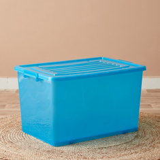 Rolling 94 L Storage Box with Wheels and Lid - 66.5x45x40 cm