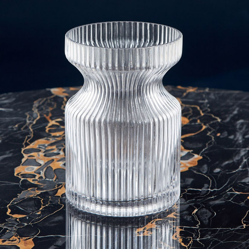 Atlanta Ribbed Glass Vase - 12x18 cm-Vases-image-1