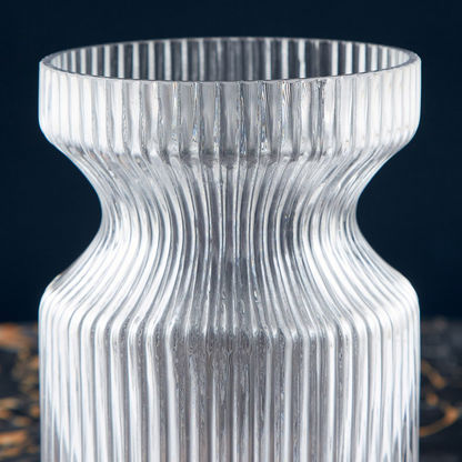 Atlanta Ribbed Glass Vase - 12x18 cm-Vases-image-2