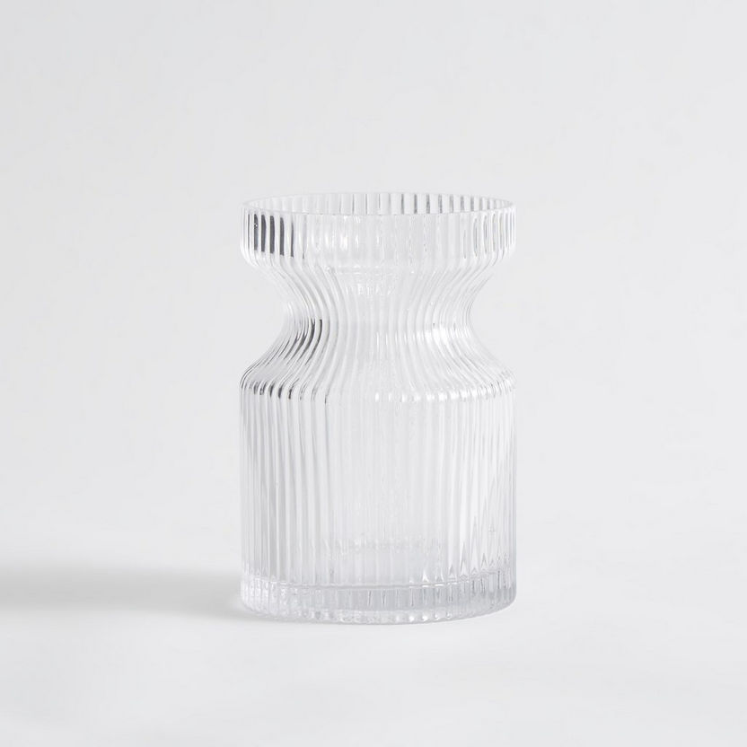 Atlanta Ribbed Glass Vase - 12x18 cm-Vases-image-4