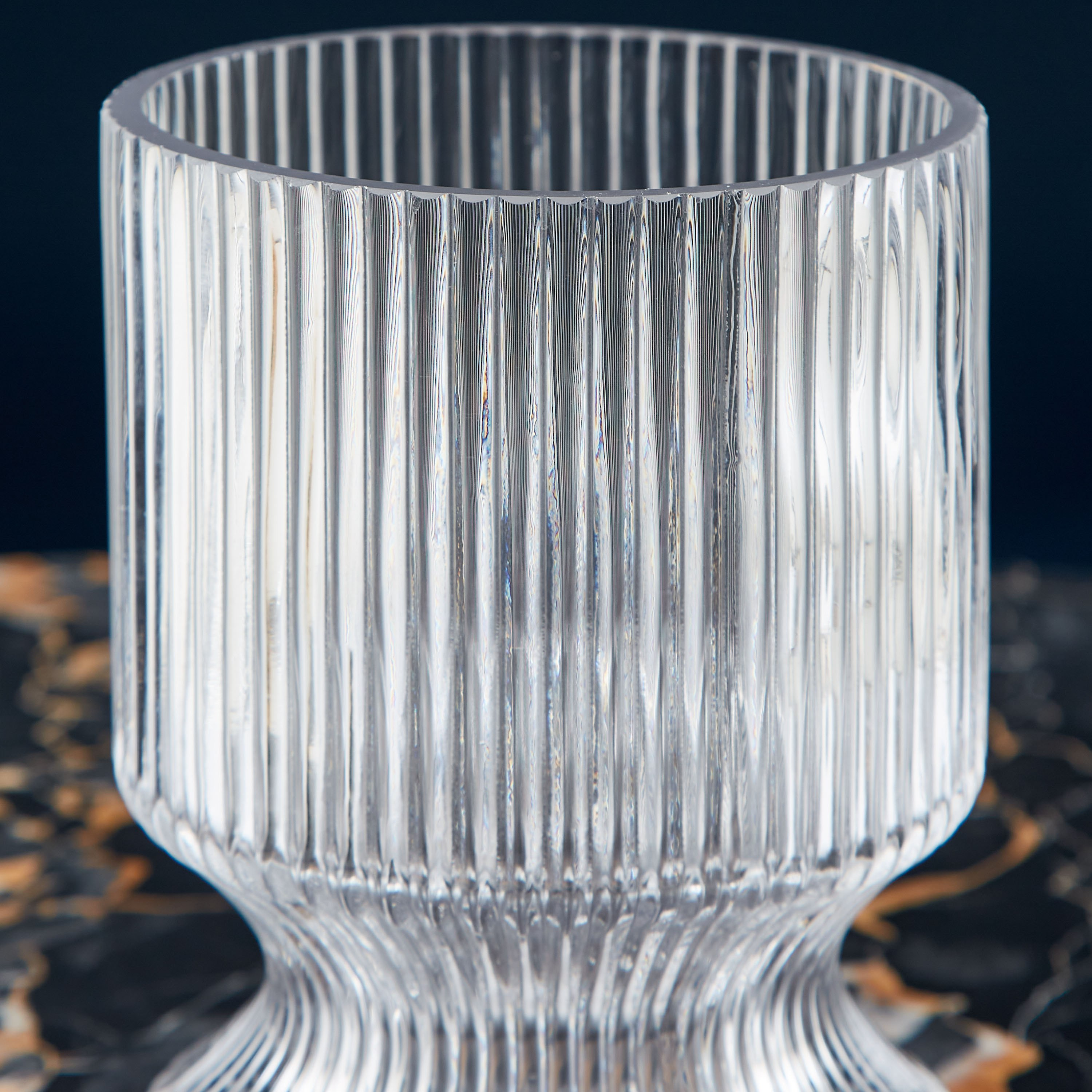 Atlanta Ribbed Inverted Clear Glass Vase - 12x18 cm-hbxbedroom-decorandaccessories-vases-image-3