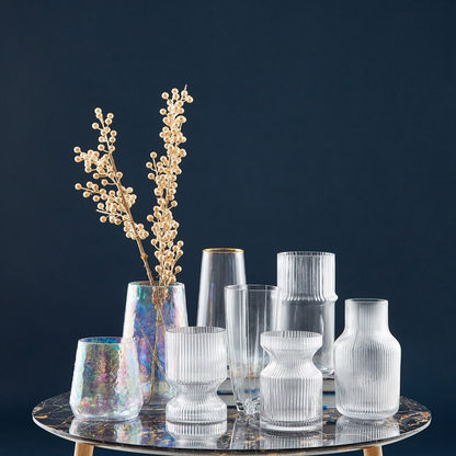 Atlanta Ribbed Inverted Clear Glass Vase - 12x18 cms