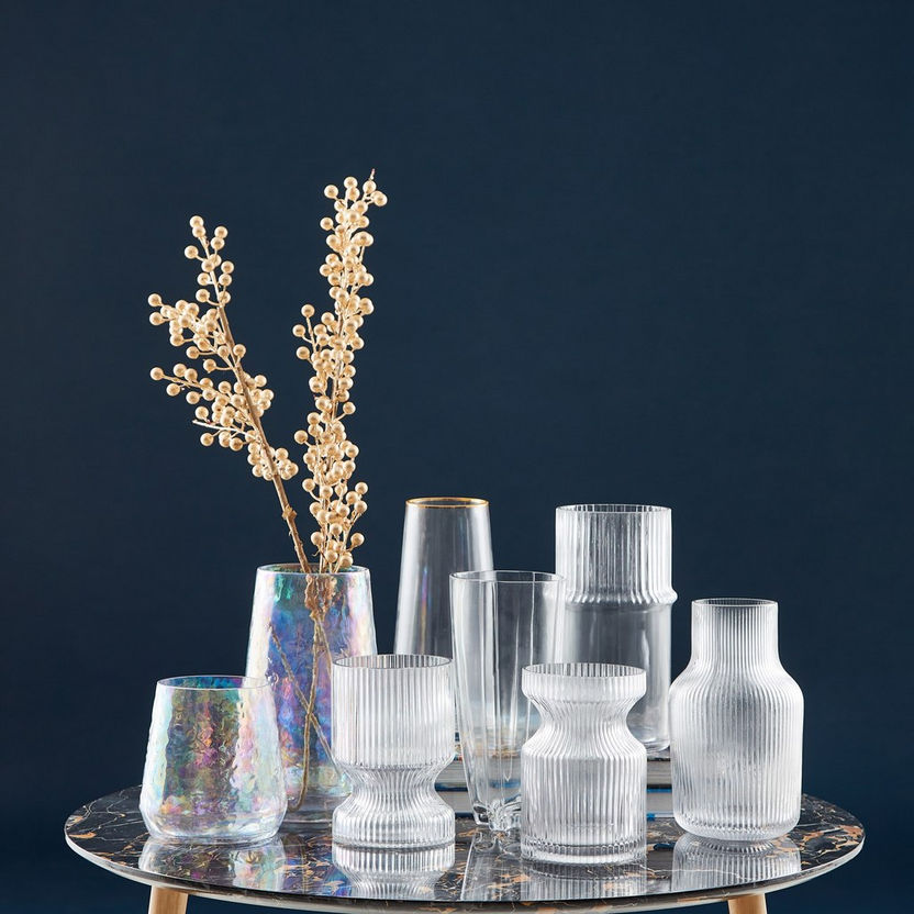 Atlanta Ribbed Inverted Clear Glass Vase - 12x18 cm-Vases-image-3