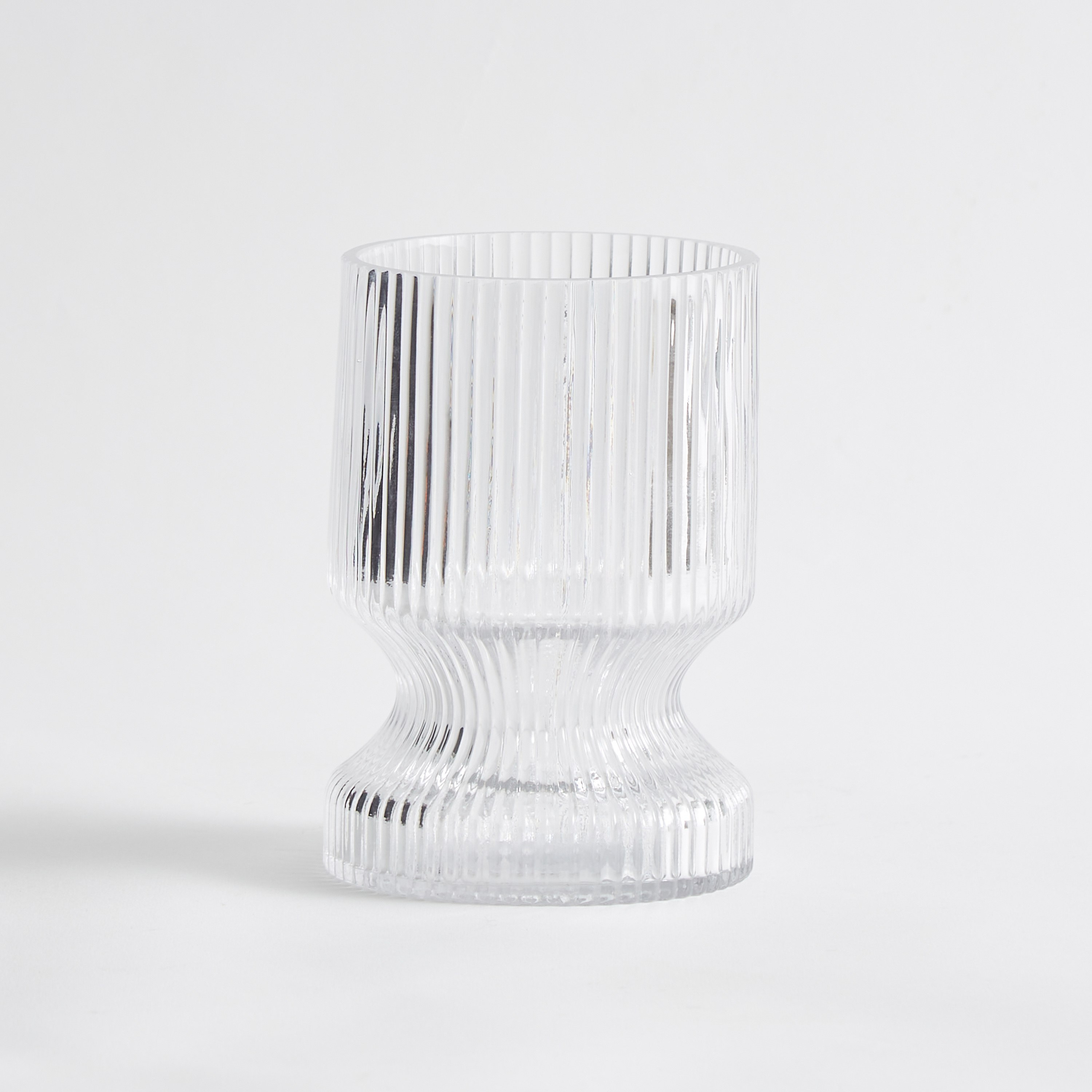Atlanta Ribbed Inverted Clear Glass Vase - 12x18 cm-hbxbedroom-decorandaccessories-vases-image-5