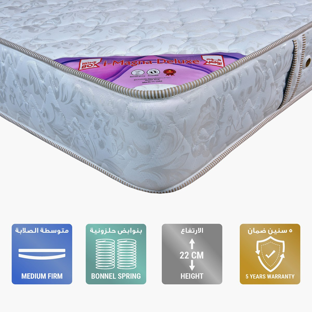 مرتبة فردية بنوابض حلزونية وإسفنج من آي ماجنا ديلوكس - 90x190x22 سم-hbxfurniture-bedroom-mattresses-single-image-1
