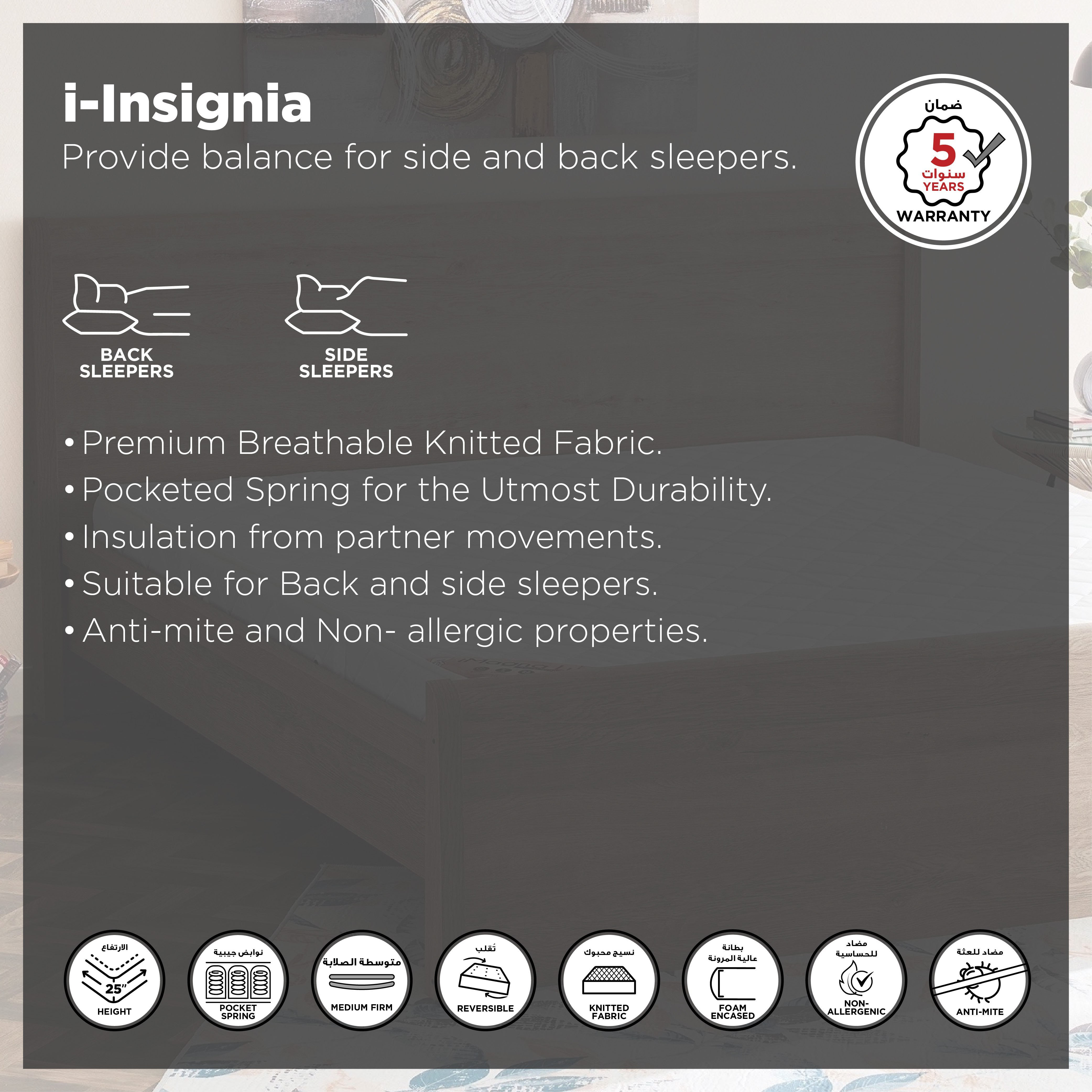 SleepEase iInsignia Knitted Breathable Fabric Medium Firm Pocket Spring Mattress - 150x200x25 cm-hbxbedroom-mattresses-queen-image-6